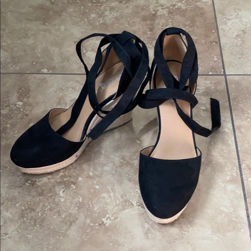 Espadrille wedge sandals for woman. Black. 💃🏻